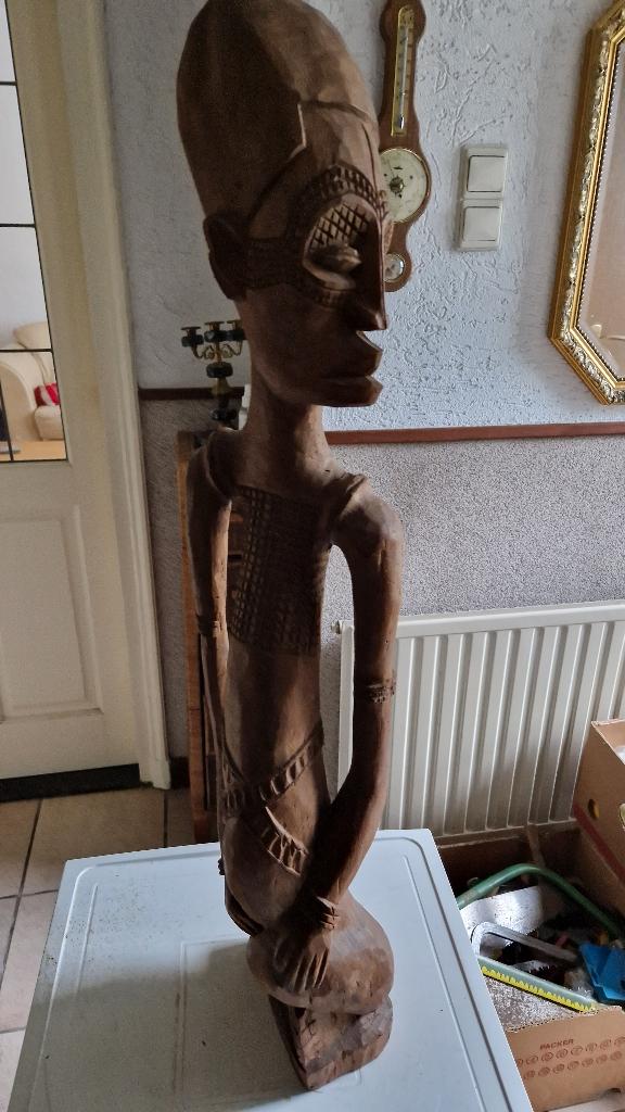 groot oud houten kunstbeeld houtsnijwerk, Antiek en Kunst, Kunst | Beelden en Houtsnijwerken, Beeld, Hout, Afrika, Man