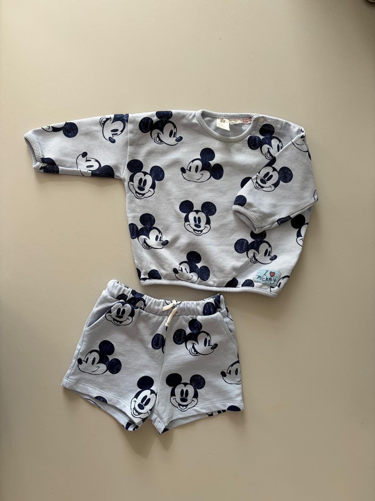 H&M x Disney Mickey Mouse set size 74 - sweatshirt + shorts,, Jongetje of Meisje, H&M, Ophalen of Verzenden, Zo goed als nieuw