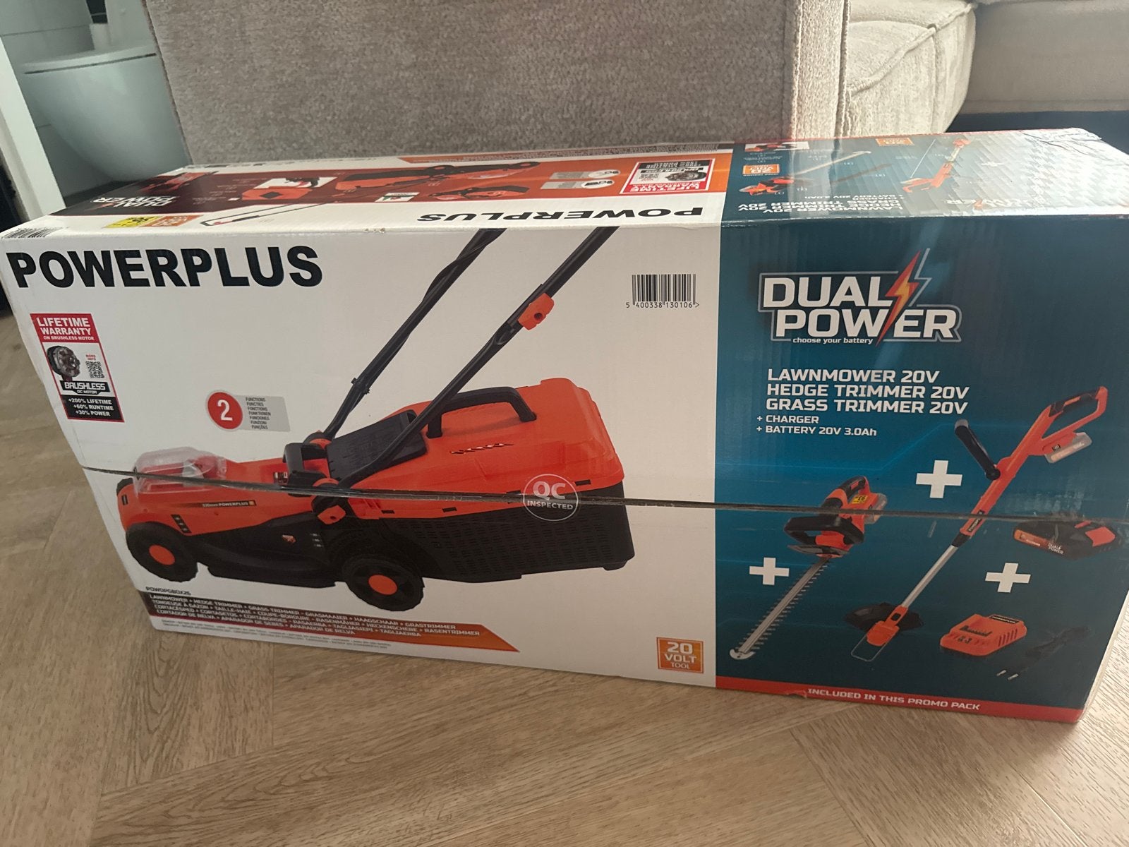 Powerplus Grasmaaier, Grastrimmer & Heggenschaar Set, Ophalen of Verzenden, Nieuw, Accu-grasmaaier