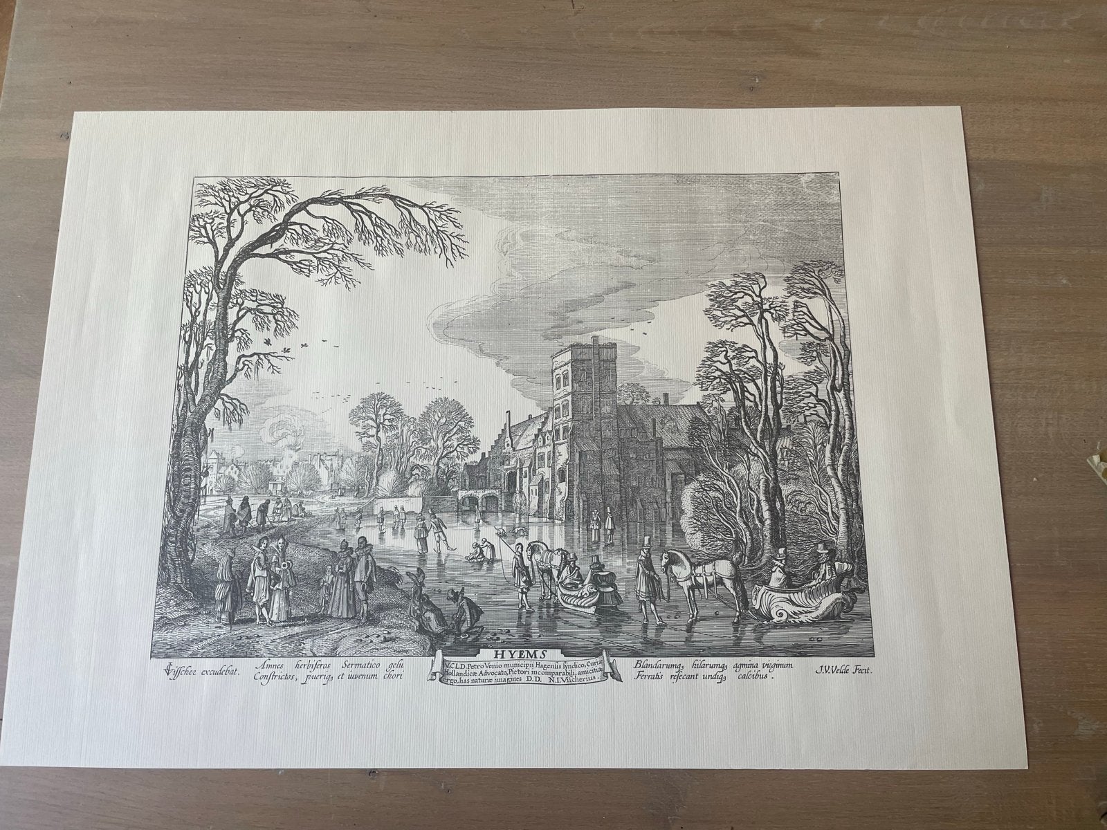 HYEMS (Winter) - Reproductie van Jan van de Velde II ets, 2000 tot heden, Met tekst, Overige technieken, Ophalen of Verzenden