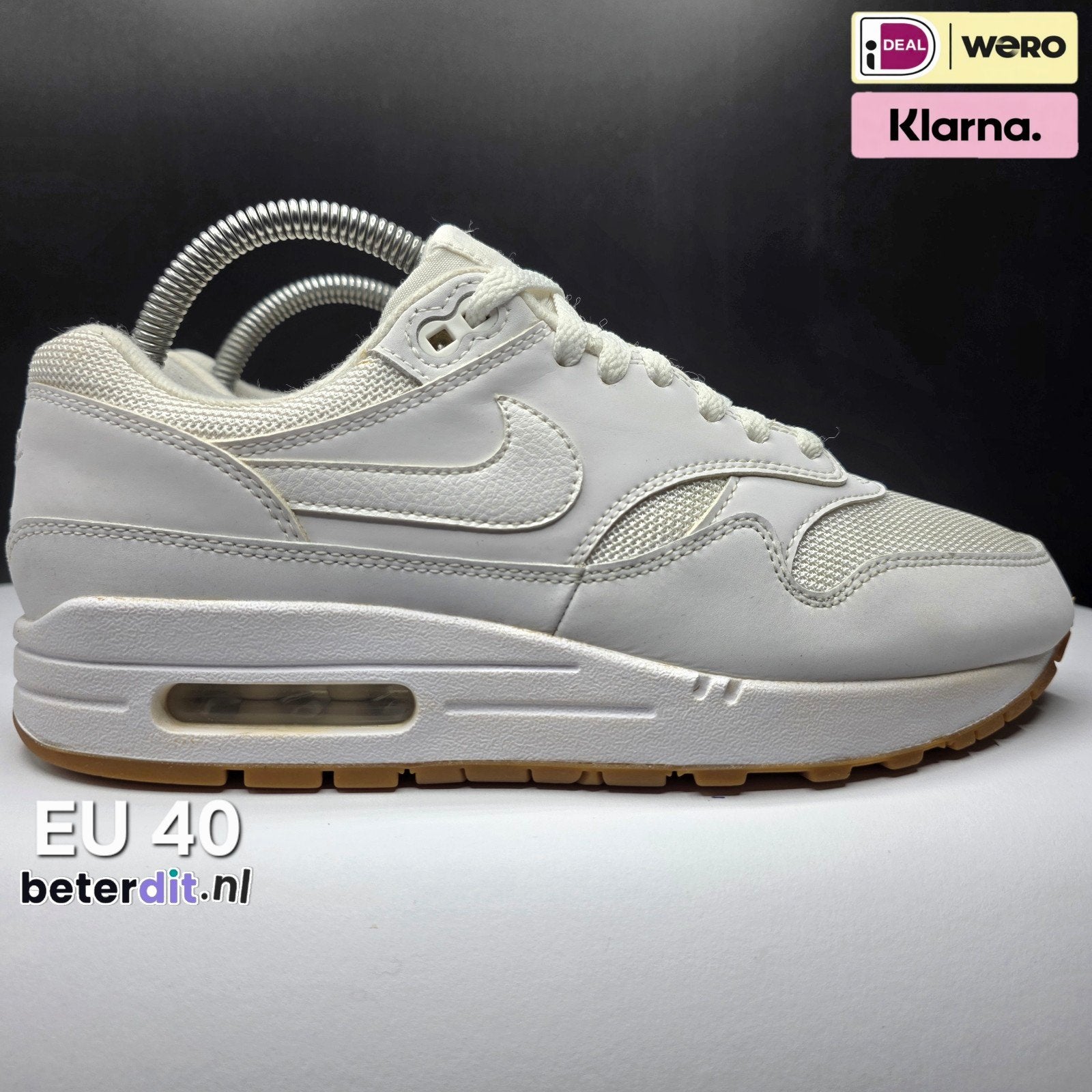 Nike Air Max 1 'White Gum Sole' Maat: 40, Wit, Ophalen of Verzenden, Nike, Nike