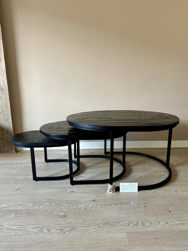 Oblix Salontafel set van drie - Ovale mango hout - NIEUW!, Ophalen, Nieuw, Ovaal