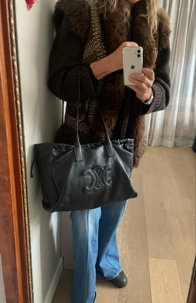 Celine Triomphe Leren Shopper Zwart, Ophalen of Verzenden, Gebruikt, Zwart, Shopper