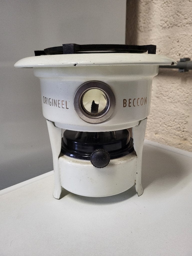 wit emaille 1-pits petroleumstel "Origineel Beccon", Ophalen of Verzenden