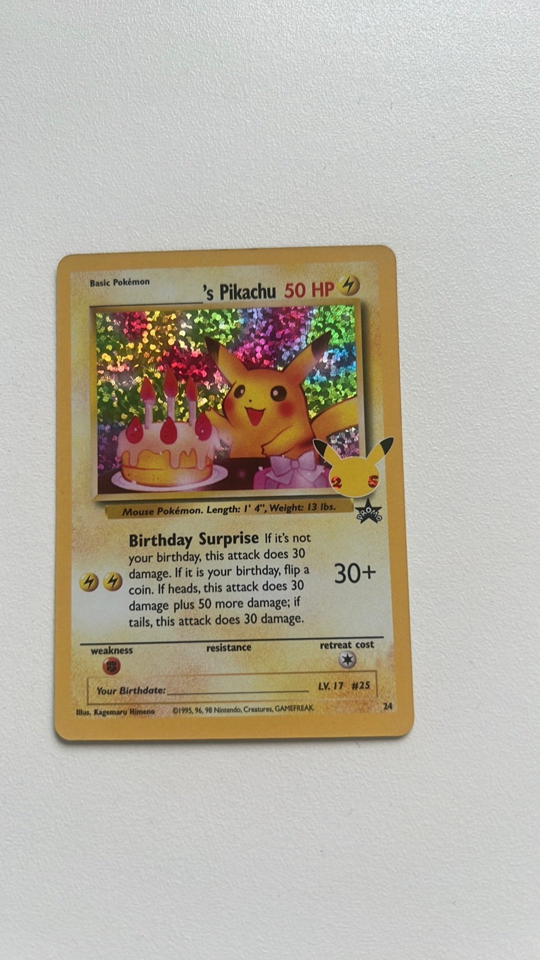 Birthday pikachu celebrations 25 set, Ophalen of Verzenden, Zo goed als nieuw, Losse kaart