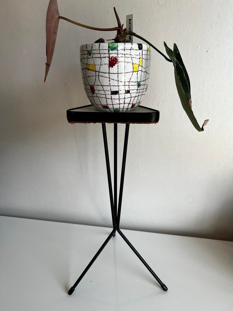 Vintage Tripod Plantentafeltje Driehoek Formica Metaal 60’s, Ophalen of Verzenden, Gebruikt
