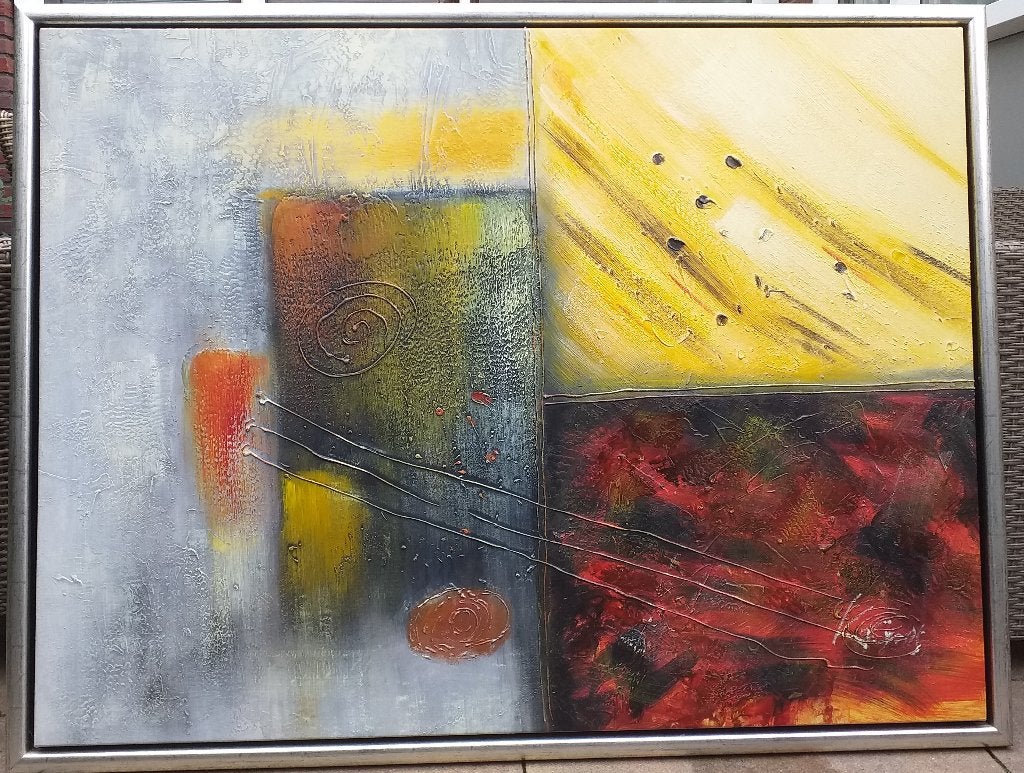 Schilderij modern., Antiek en Kunst, Ophalen, Abstract, Gesigneerd, Olieverf