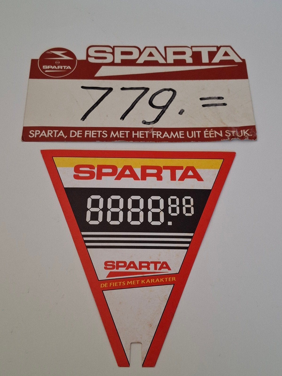 Sparta fietsen / rijwielen prijskaartjes, Ophalen of Verzenden, Gebruikt, Reclamebord
