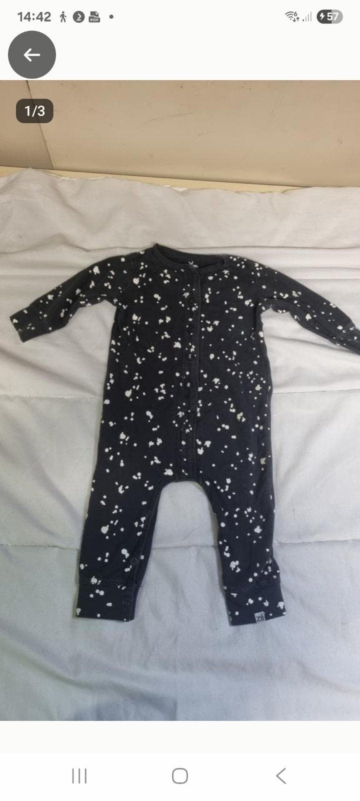Z8 newborn babypakje maat 62 met spetterpatroon, Gebruikt, Jongetje of Meisje, Z8 newborn, Ophalen of Verzenden