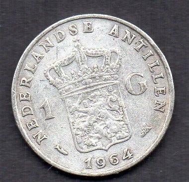 Zilveren Gulden 1964 Antillen Koningin Juliana (96), 1 gulden, Koningin Juliana, Zilver, Ophalen of Verzenden