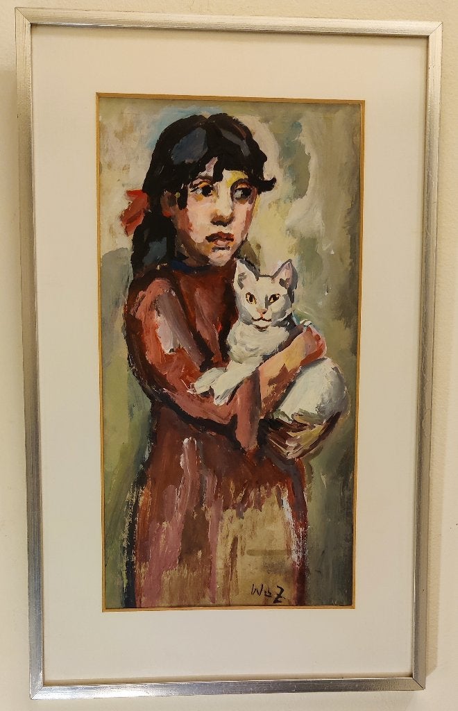 Schilderij, Antiek en Kunst, Kunst | Schilderijen | Klassiek, Ophalen of Verzenden, Achter glas, Overige onderwerpen
