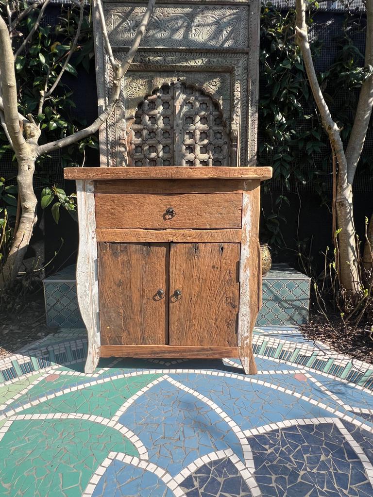 Kastje Indonesie 1 la scrapwood boothout old wood wit bruin, Verburgt Vintage, 1 of 2 laden, Nieuw, Scrapwood bali Indonesie oud boot hout
