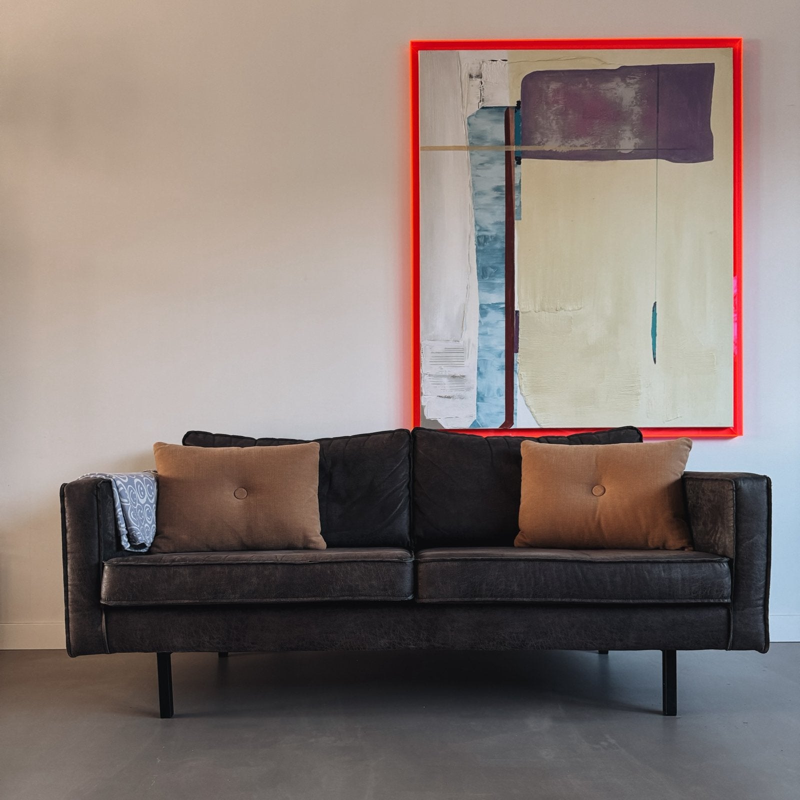 Rodeo 2,5-zits bank ecoleer zwart, Ophalen, Gebruikt, Kunststof