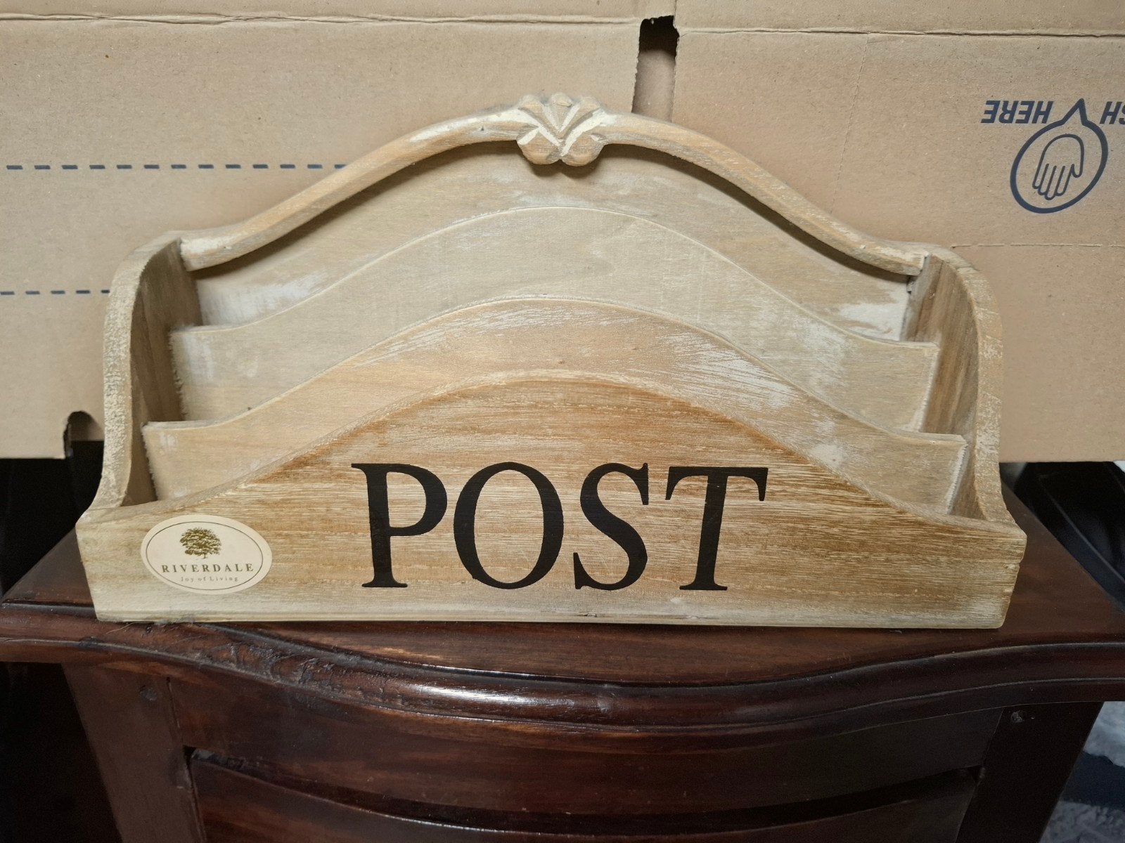 Riverdale houten postbakje - 30x10x15 cm, Ophalen of Verzenden