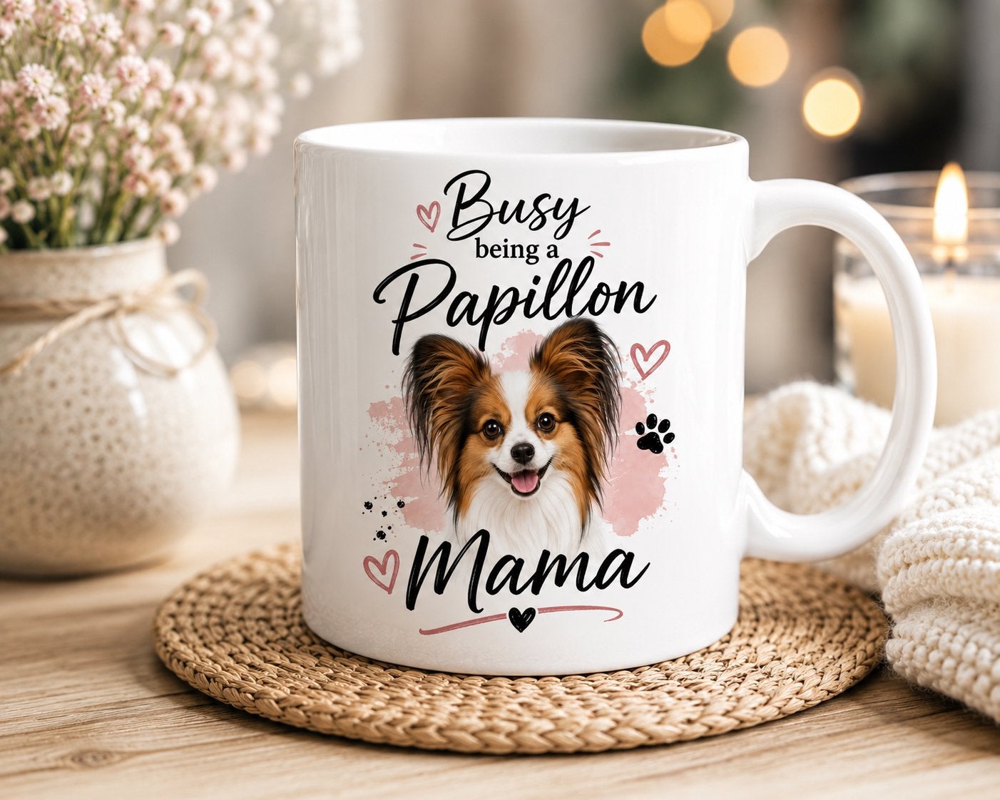Busy being a Papillon Mama - Vlinderhondje mok, Dieren en Toebehoren, Verzenden, Nieuw