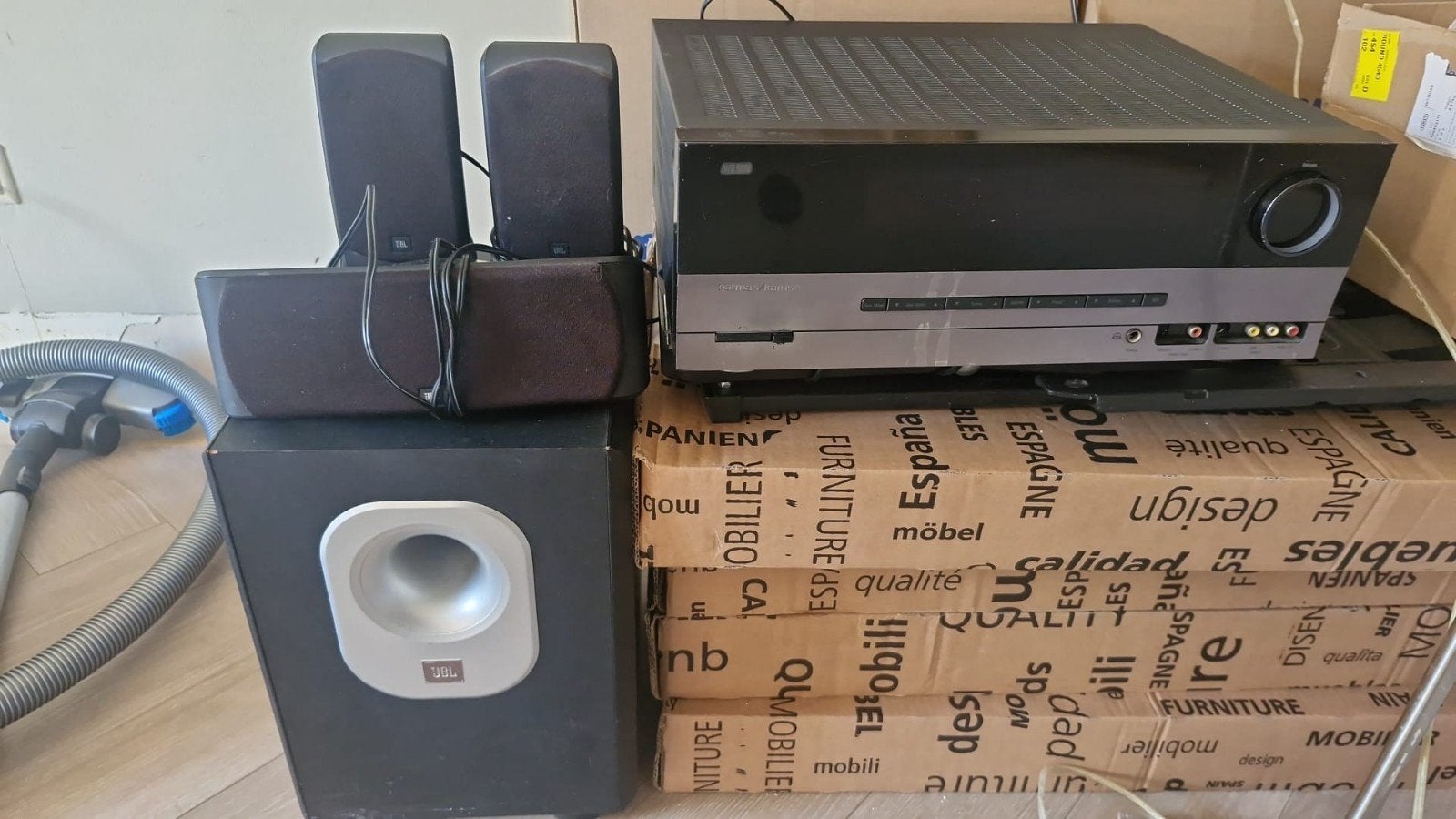 Harman/Kardon AVR 138/230 Receiver met JBL SUB200/230, Gebruikt, 120 watt of meer, Ophalen, Overige merken