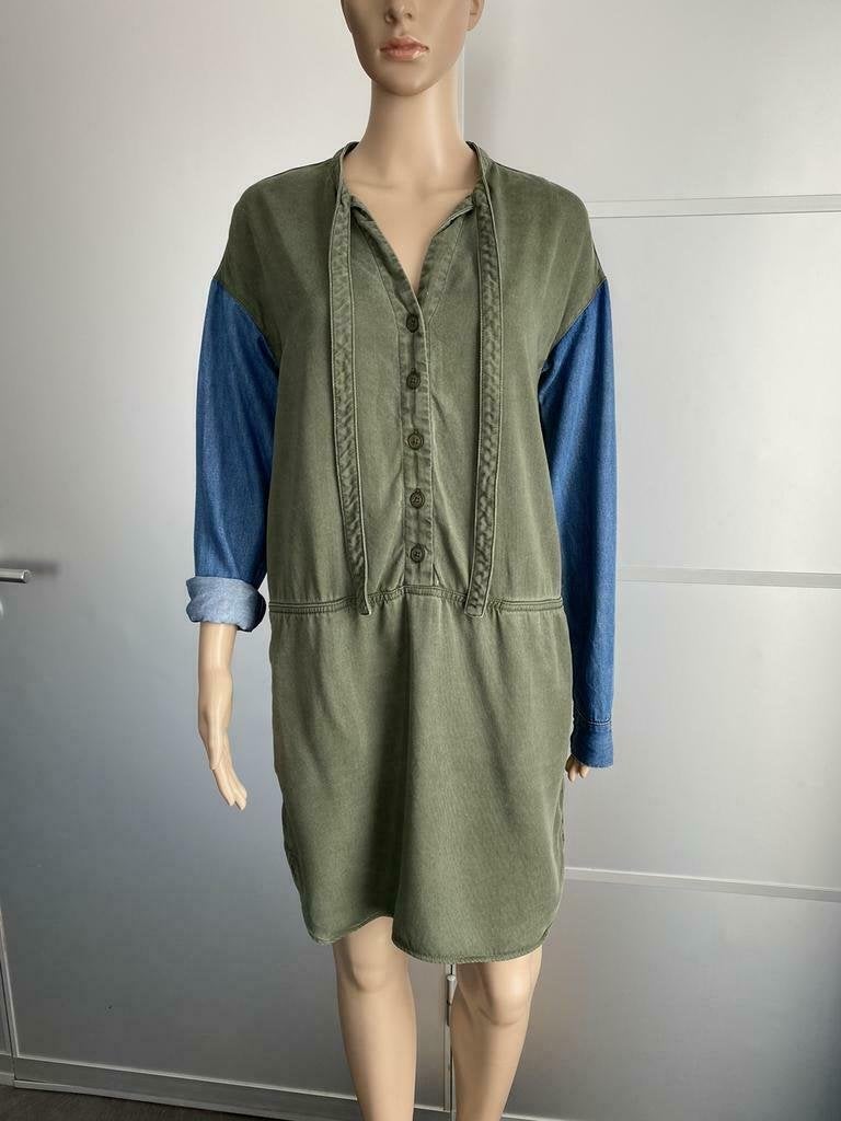 F1280 Riverwoods: maat 34/36=XS/S tuniek jurk spijker groen, River Woods, Ophalen of Verzenden, Zo goed als nieuw, Maat 36 (S)