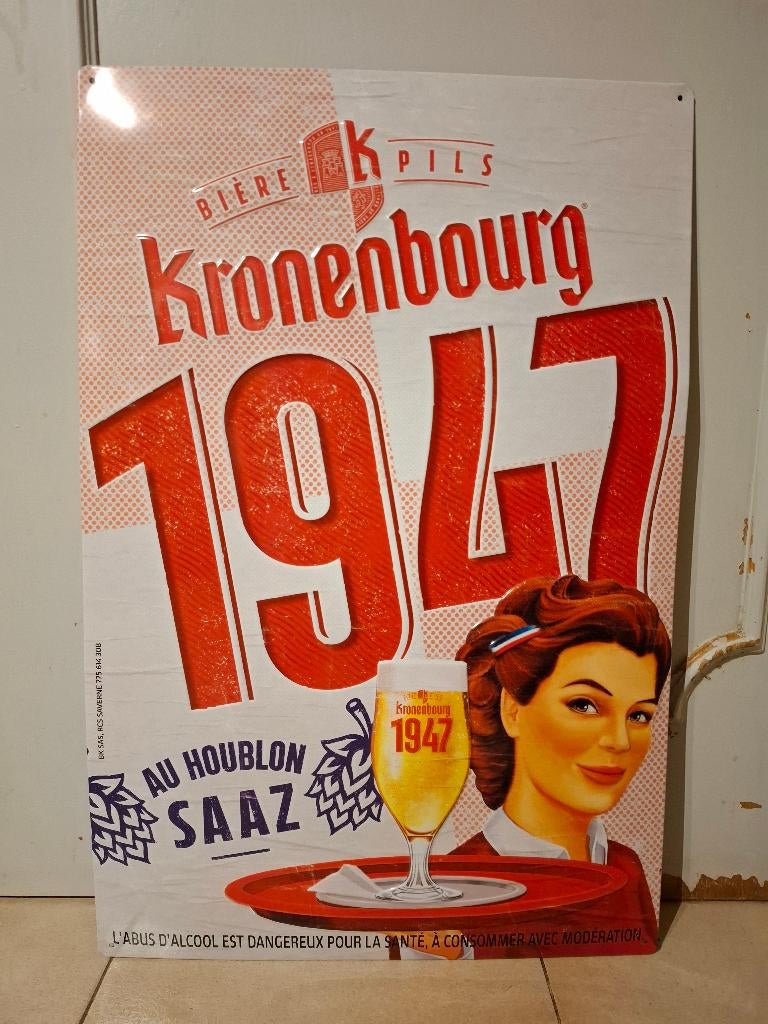 Zeldzaam reclamebord Kronenbourg (60 x 40 cm), Ophalen of Verzenden, Nieuw, Reclamebord, Plaat of Schild, Overige merken