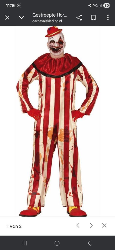 Rood Gouden Horror Clown Kostuum, Kleding | Dames, Carnaval, Maat 46/48 (XL) of groter, Ophalen of Verzenden, Kleding