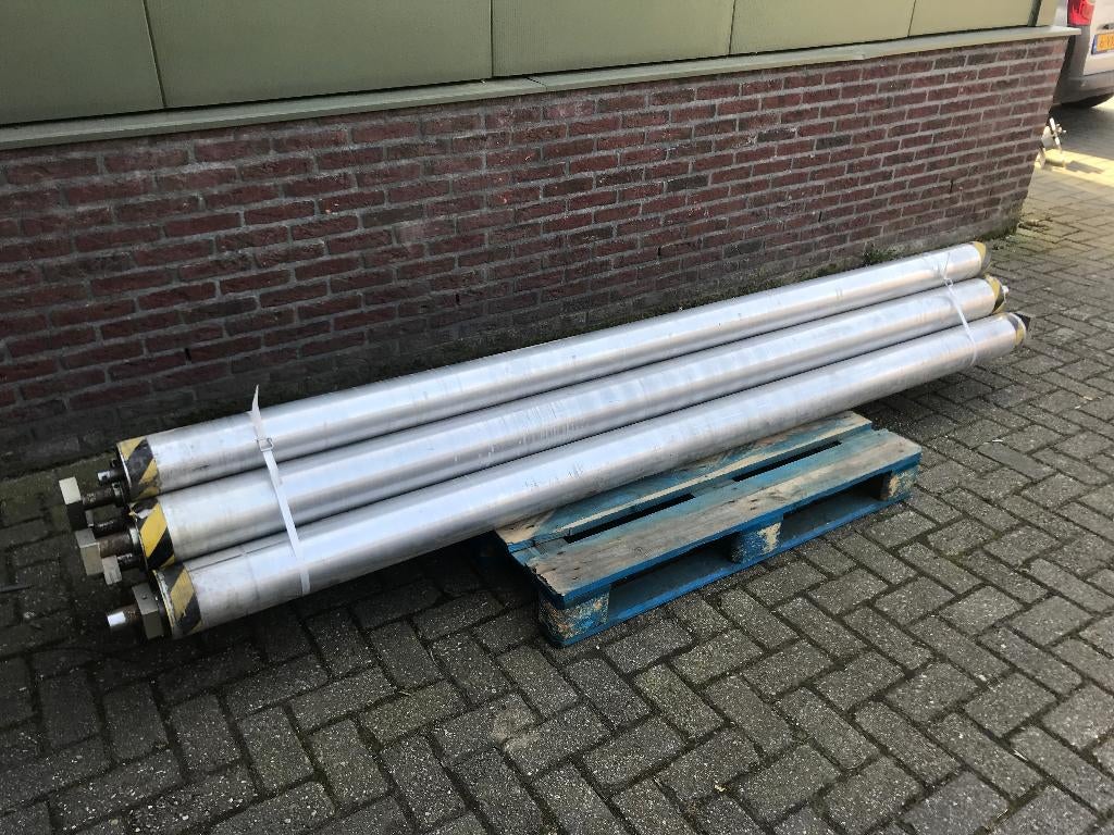 6 x zware aluminium transportrol keerrol keertrommel, Ophalen, Gebruikt