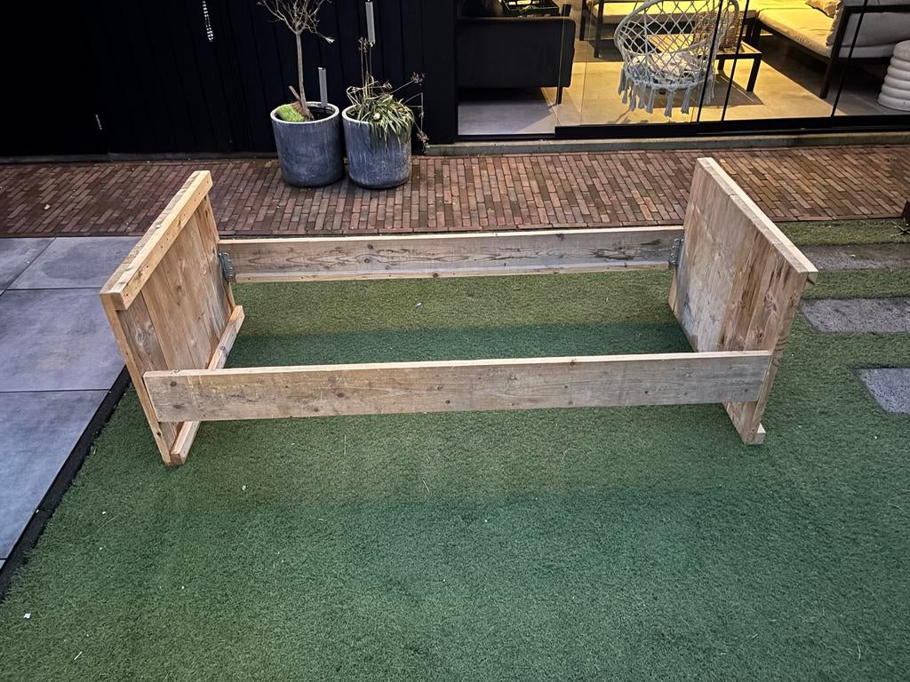 Steigerhouten bed, Gebruikt, 90 cm, Eenpersoons, Bruin