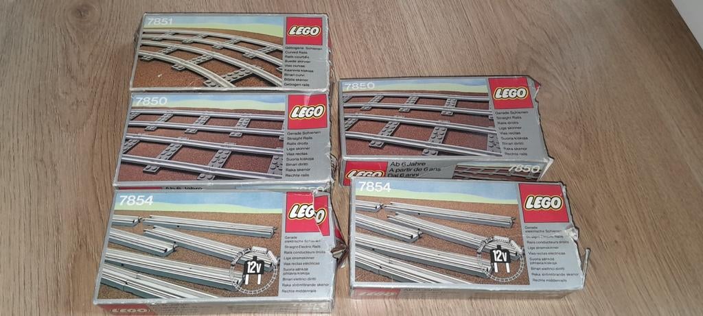 Lego trein rails recht bocht 7854 7850 7851 zgan 100% netjes, Ophalen of Verzenden, Zo goed als nieuw, Complete set, Lego