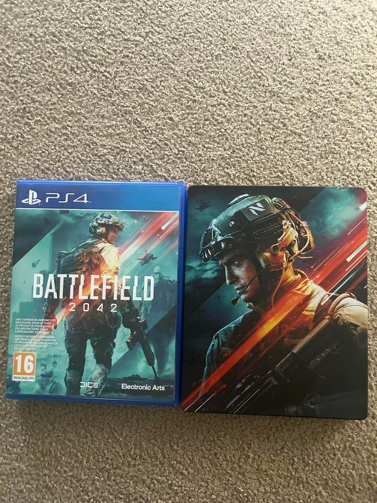Battlefield 2042 + Steelbook PS4/PS5, Ophalen of Verzenden, Zo goed als nieuw