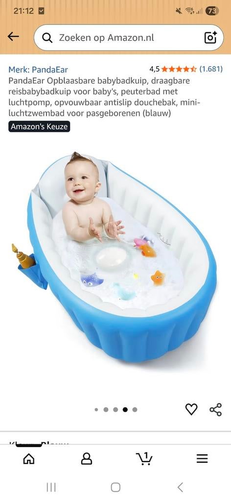 Opblaasbaar babybadje PandaEar - Nieuw!, Kinderen en Baby's, Badjes en Verzorging, Nieuw, Badje, Standaard, Ophalen