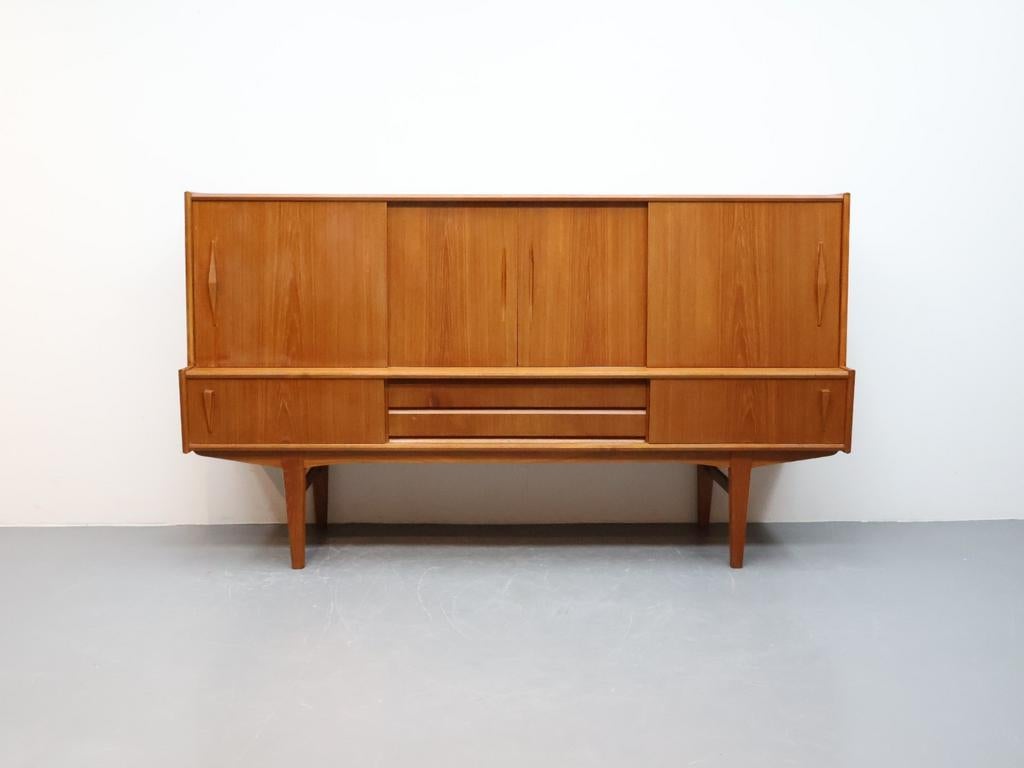 Deens design dressoir | Teak | Jaren 60, Ophalen, Met deur(en), ., Glas