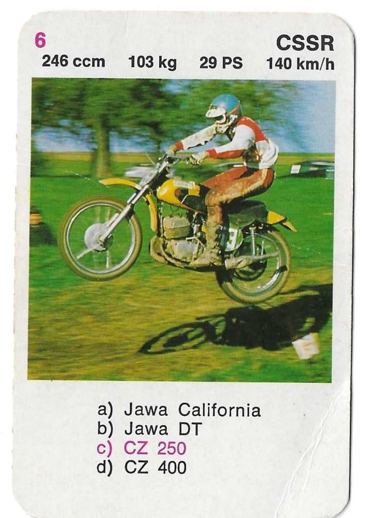 Kwartetkaart CZ 250, Ophalen of Verzenden, Gebruikt, Motoren