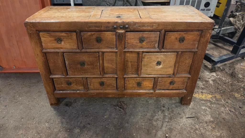 Antieke houten kast met lades, Ophalen of Verzenden