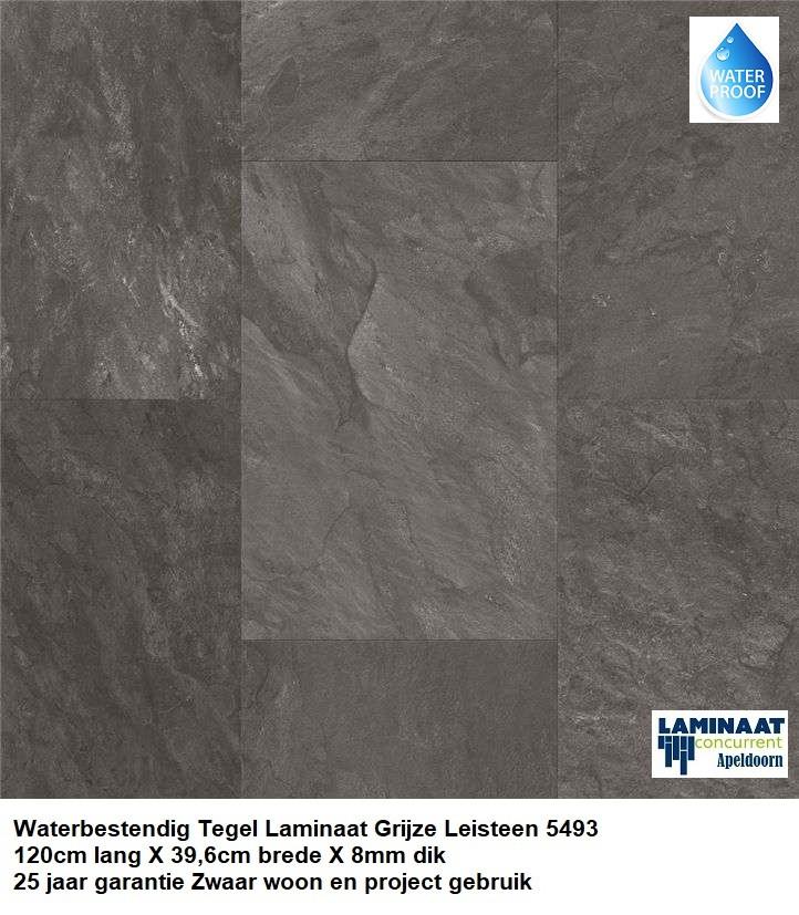 Waterbestendig Tegel Laminaat Grijze Leisteen 120cm X 40cm, Waterbestendig grote tegel laminaat leisteen, 75 m² of meer, Nieuw