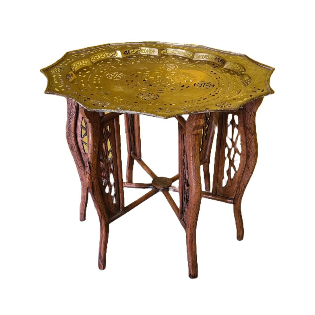 Vietnamese opklapbare bijzettafel, jaren 50, Huis en Inrichting, Tafels | Sidetables, Ophalen, Aziatisch, Gebruikt, 50 tot 100 cm
