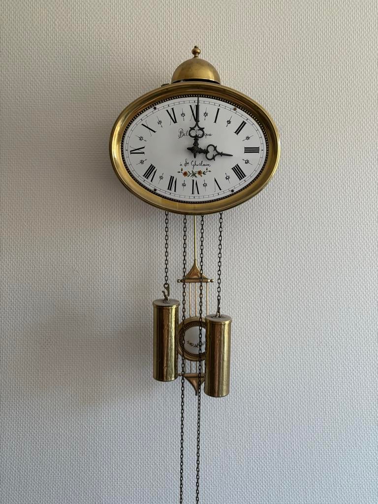 Mooie messing wandklok - Belle Epoque stijl, Ophalen of Verzenden