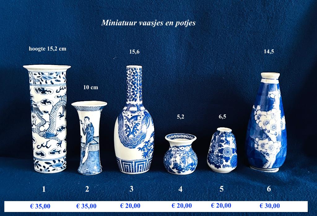 6x Miniatuur potje vaasje Chinees Japans Miniaturen, Antiek en Kunst, Antiek | Porselein, Ophalen