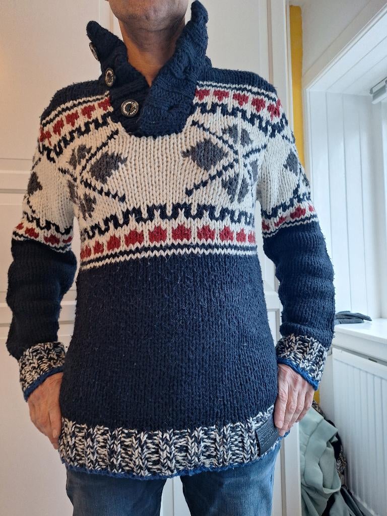 Superwarme 'Noorse' wintertrui / vest SuperDry XL (M/L), Kleding | Heren, Blauw, Maat 56/58 (XL), Ophalen of Verzenden, Zo goed als nieuw