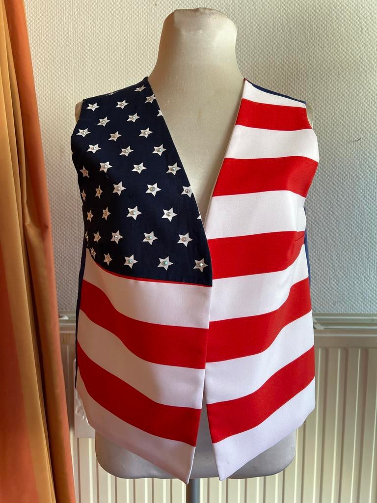 Amerikaanse Vlag Gilet - Maat L, Carnaval, Maat 42/44 (L), Ophalen of Verzenden, Zo goed als nieuw