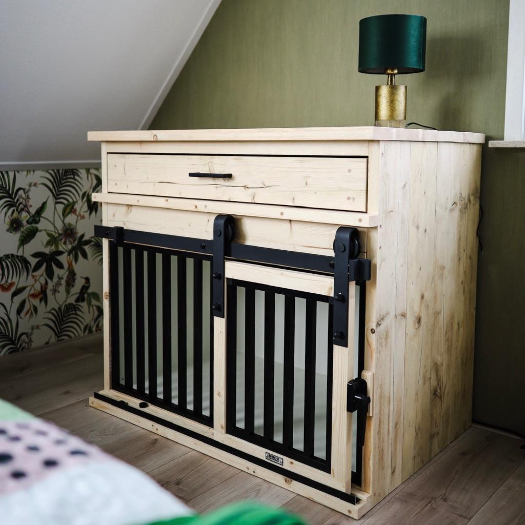 houten hondenbenches met schuifdeur systeem, Dieren en Toebehoren, Ophalen of Verzenden, Nieuw