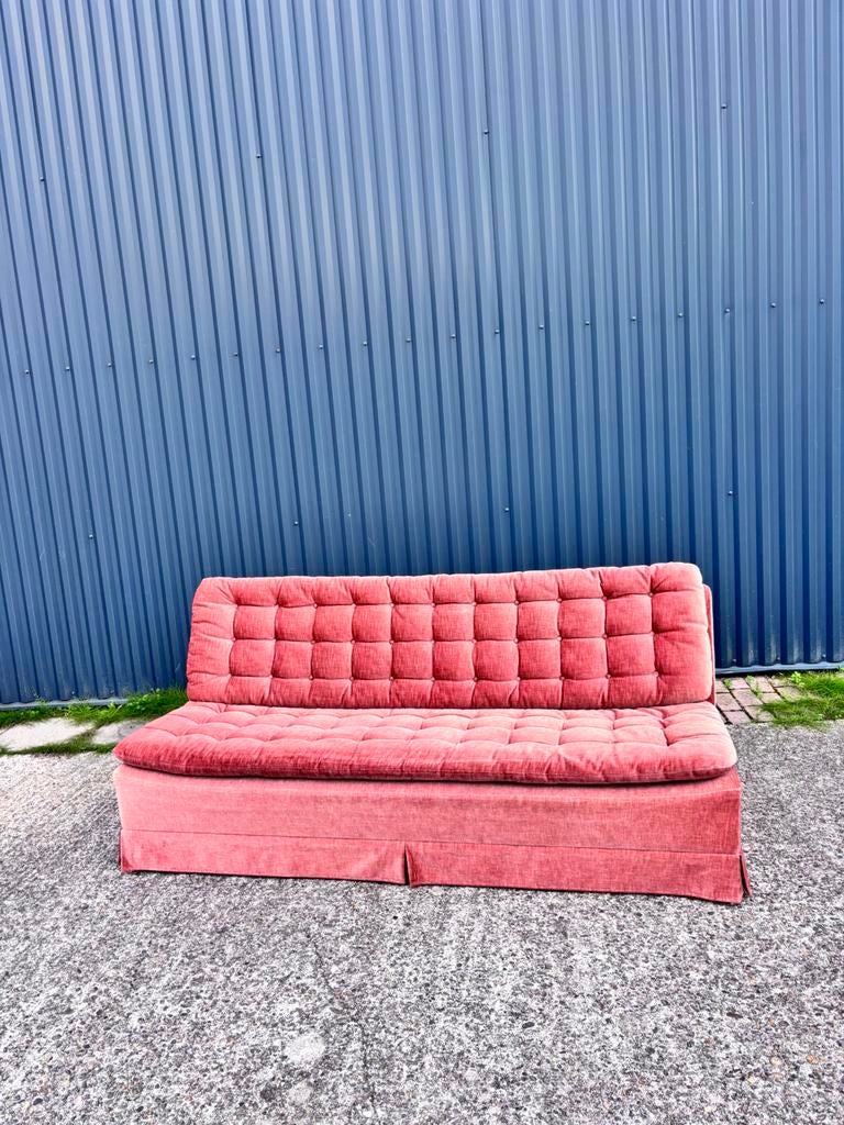 Vintage bank roze, Huis en Inrichting, Banken | Bankstellen, Gebruikt, Minder dan 150 cm, Ophalen