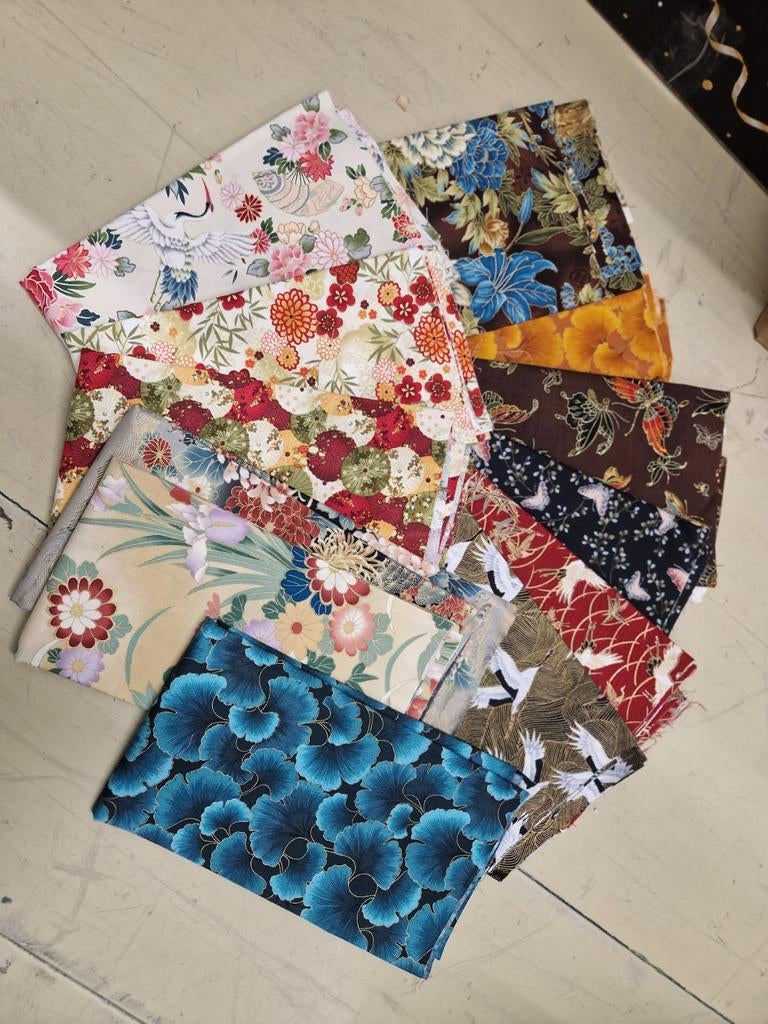 Diverse japanse stoffen patchwork, Overige kleuren, Ophalen of Verzenden, Zo goed als nieuw, 30 tot 120 cm