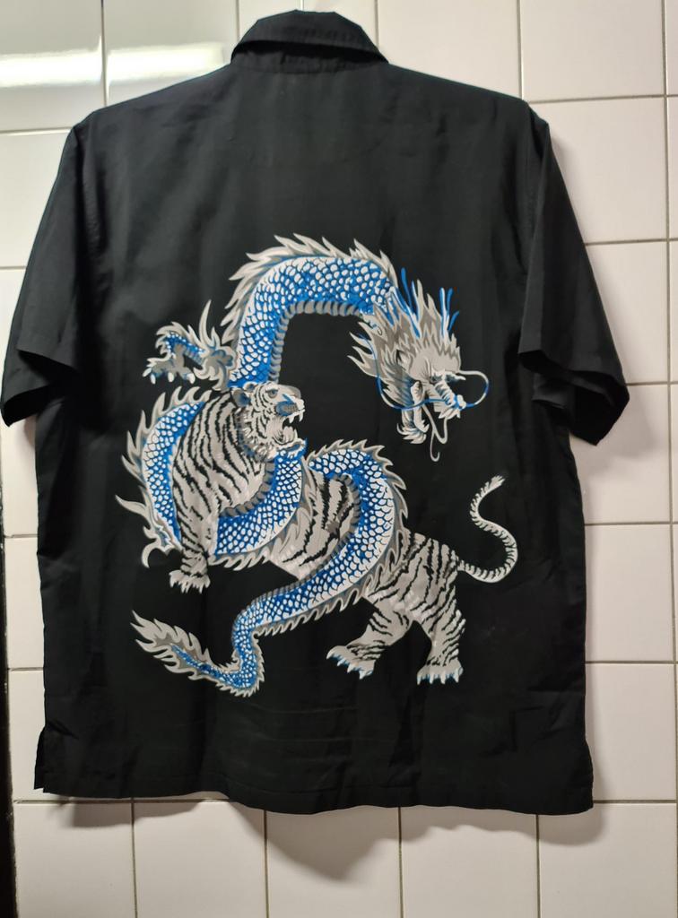 Vintage japans blouse met draak en tijger maat xl, Kleding | Heren, Verzenden, Zo goed als nieuw