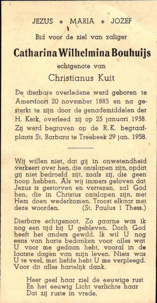 Bouhuijs Catharina Wilhelmina 1885 Amersfoort-1958 Treebeek, Ophalen of Verzenden