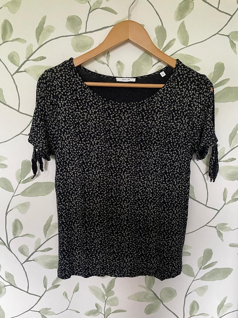 Opus donkerblauw t-shirt met grijze bloemetjes Medium 38, Maat 38/40 (M), Blauw, Ophalen of Verzenden, Zo goed als nieuw