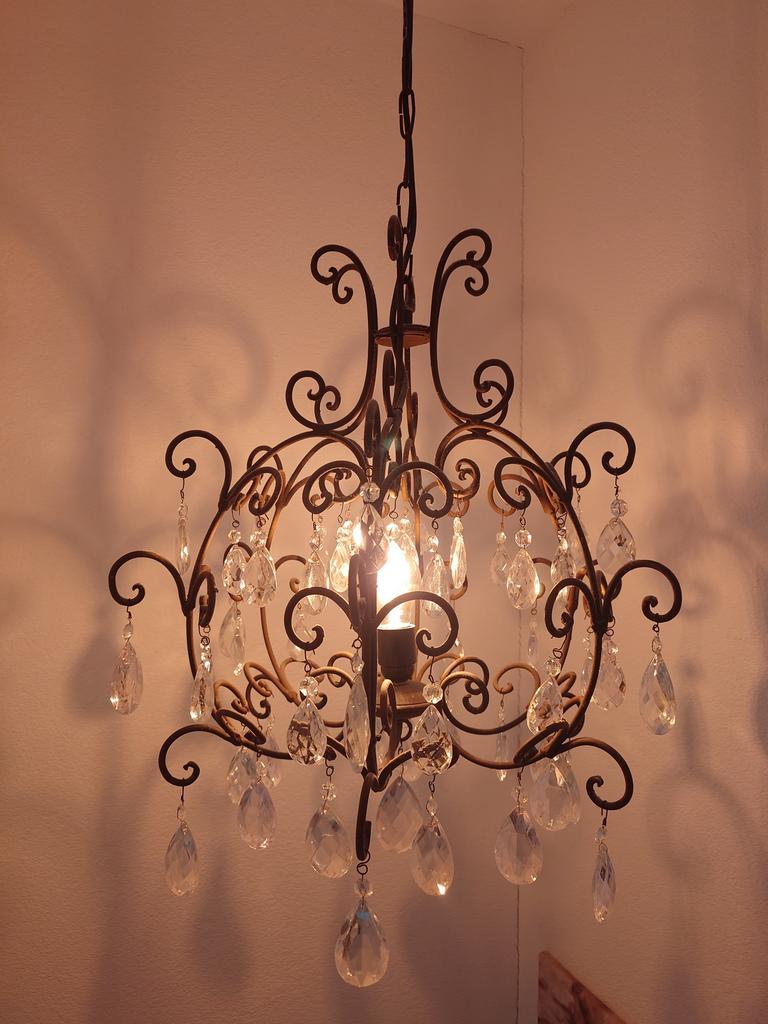 Riviera Maison smeedijzeren kroonluchter hanglamp, Huis en Inrichting, Lampen | Kroonluchters, Ophalen, Zo goed als nieuw