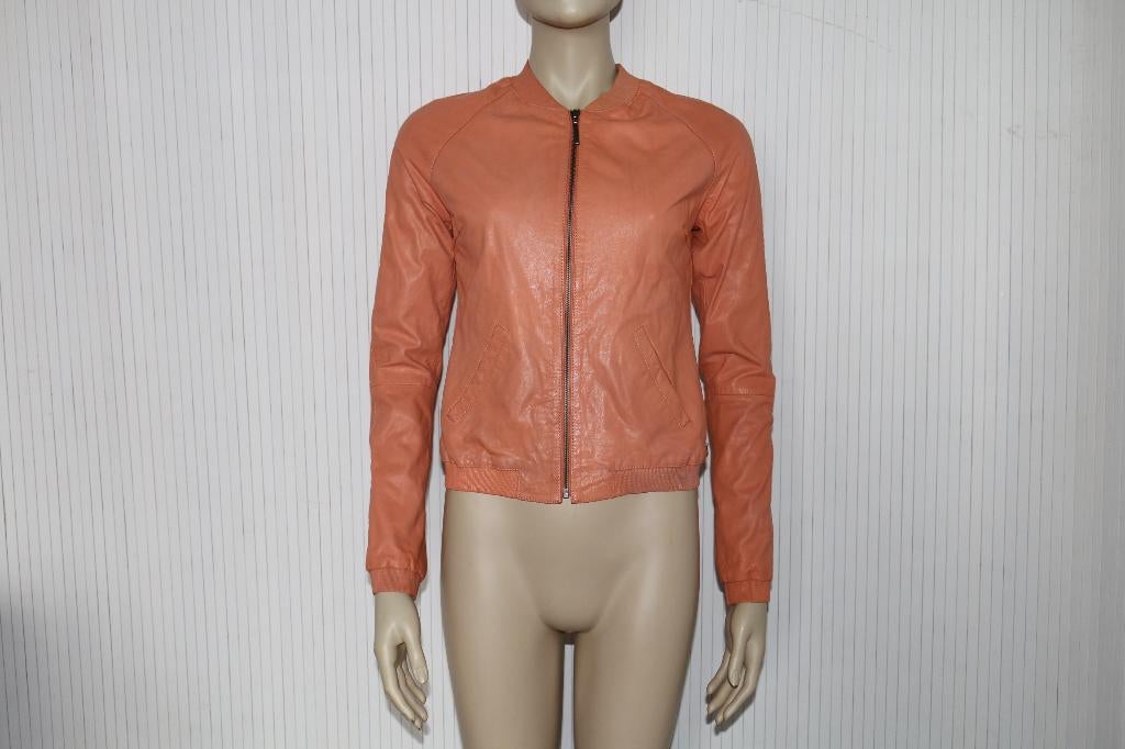 Maison Scotch & Soda leren bomber tussenjas maat S, Overige kleuren, Zo goed als nieuw, Maat 36 (S), Maison Scotch