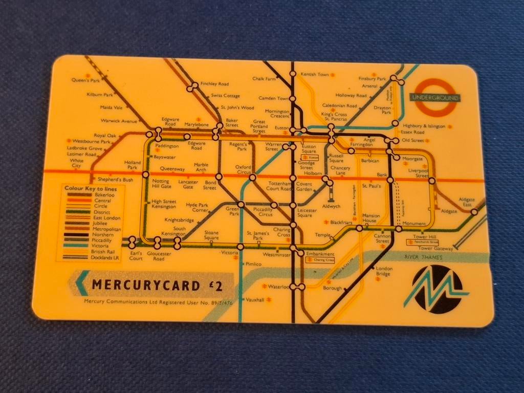 Vintage Mercury telefoonkaart underground map, Verzamelen, Telefoonkaarten, Buitenland, Ophalen of Verzenden