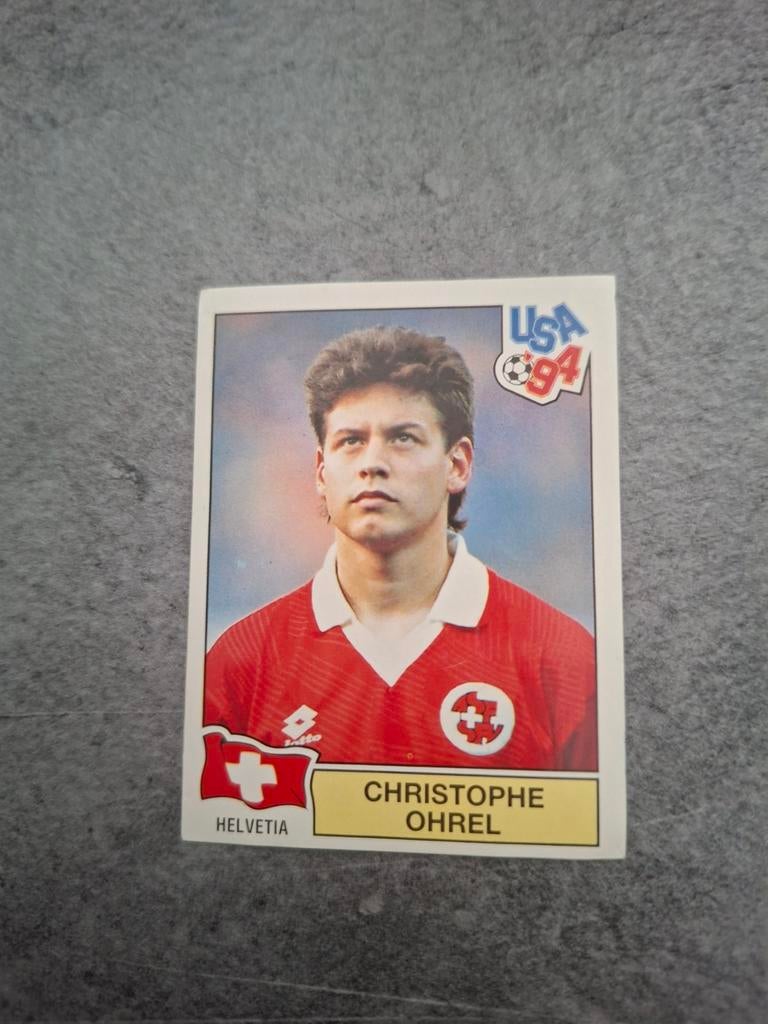 Panini sticker WK 94 USA (rood).Christophe Ohrel Zwitserland, Verzenden, Zo goed als nieuw, Sticker