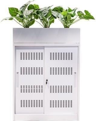 Nieuwe schuifdeurkast wit of zwart met of zonder plantenbak, 100 tot 150 cm, Nieuw, Vst, Met slot