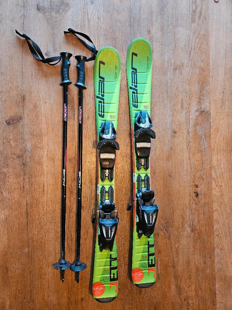Elan kinderski 90 cm, inclusief stokken, Sport en Fitness, Skiën en Langlaufen, Gebruikt, Skiën, Minder dan 100 cm, Ski's