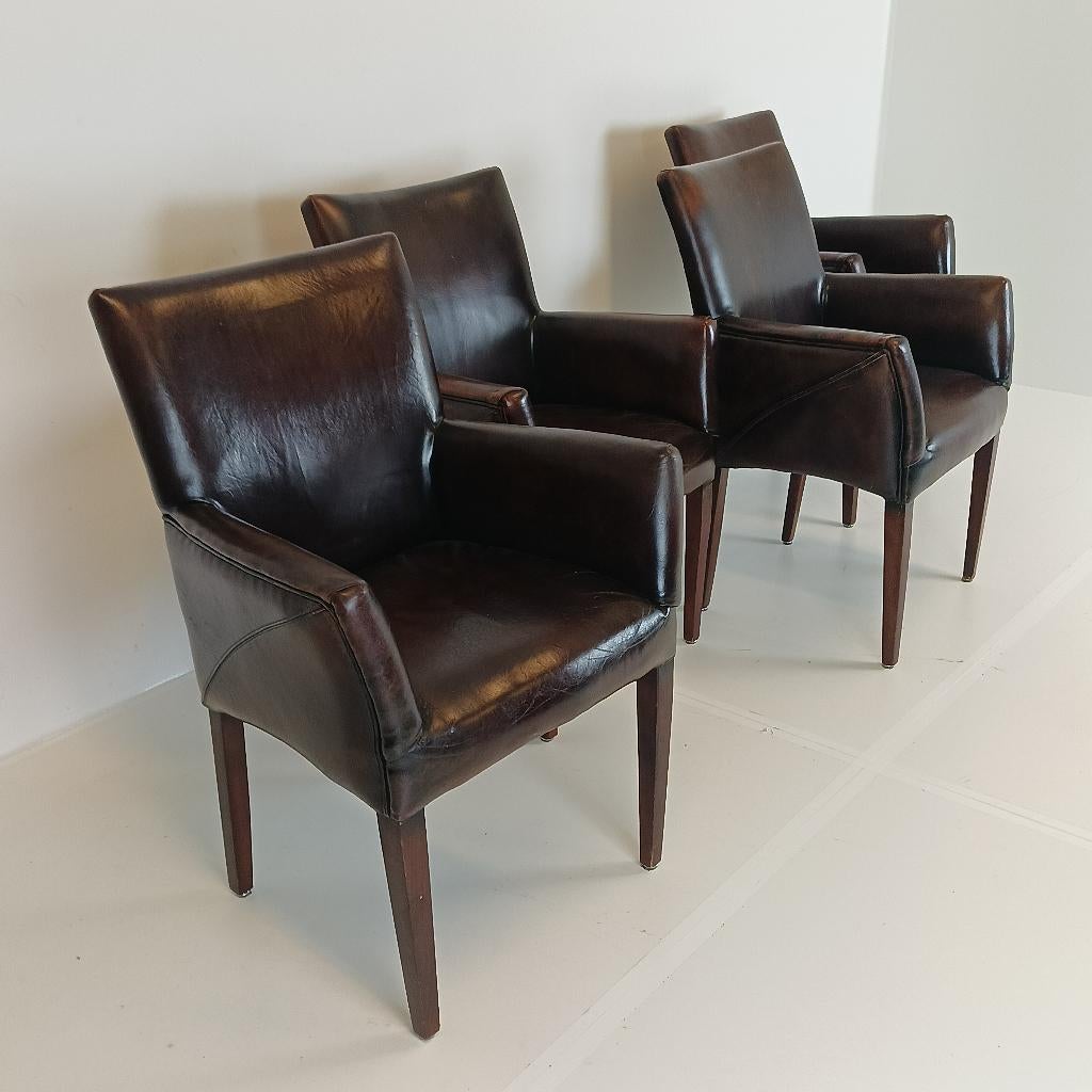 Prachtige schapenleren eetkamerstoelen (set van 4 stoelen), Ophalen of Verzenden